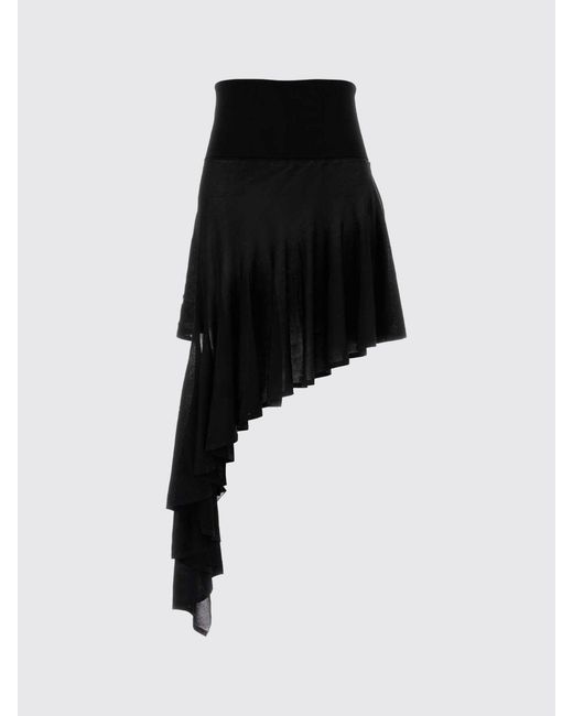 Alaïa Black Asymmetric Viscose Knit Skirt