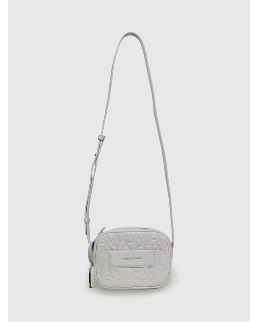 ARMANI EXCHANGE Gray Grained Synthetic Leather Bag With Embossed Logo