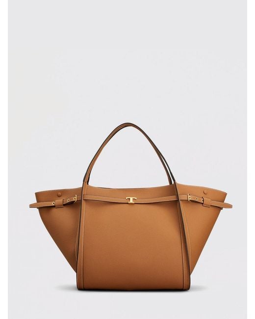 Tod's Brown Medium Grained Leather Shopping Bag