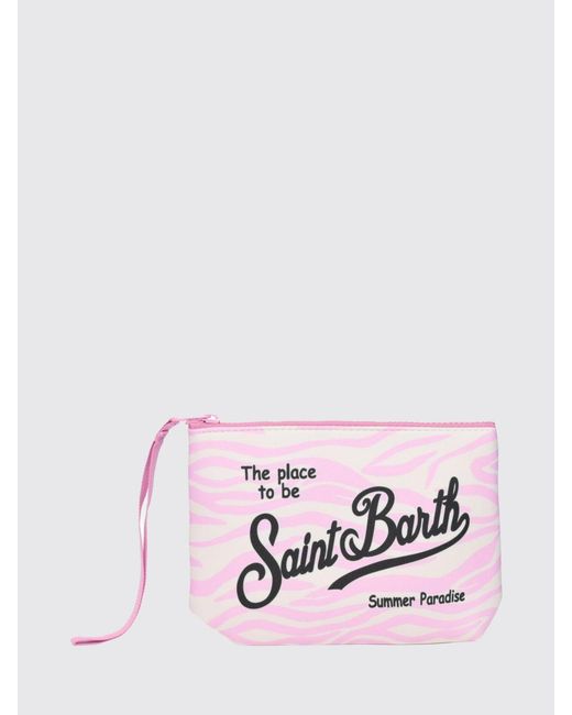Mc2 Saint Barth Pink Aline Striped Polyester Pouch for men