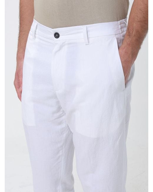 Siviglia White Slim Fit Linen Blend Trousers for men