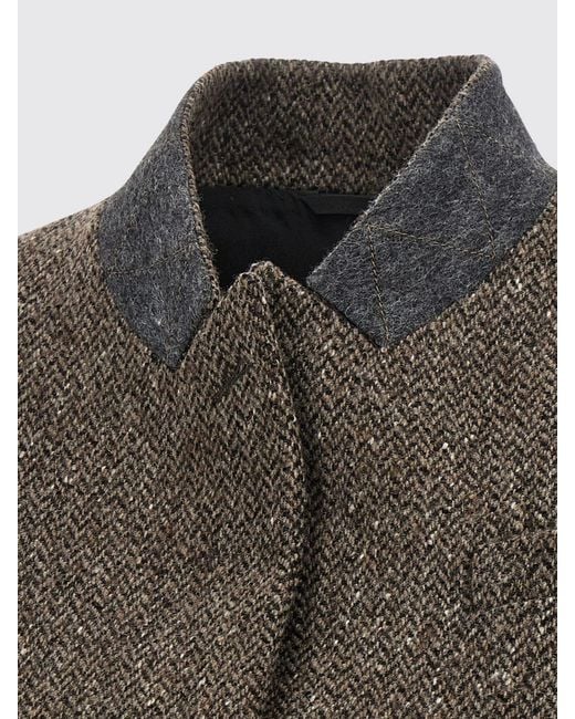 Brunello Cucinelli Gray Chevron Wool Tailored Waistcoat With Belt