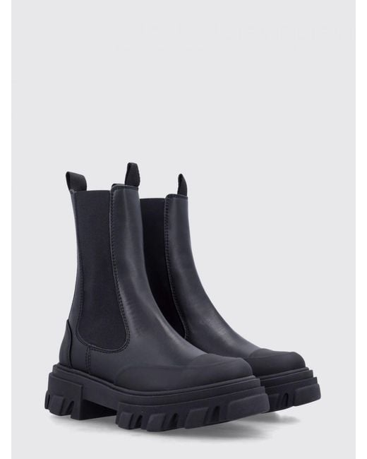 Ganni Blue Cleated Mid Chelsea Boots