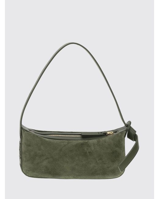Bottega Veneta Green Small Nodo Intrecciato Suede Shoulder Bag