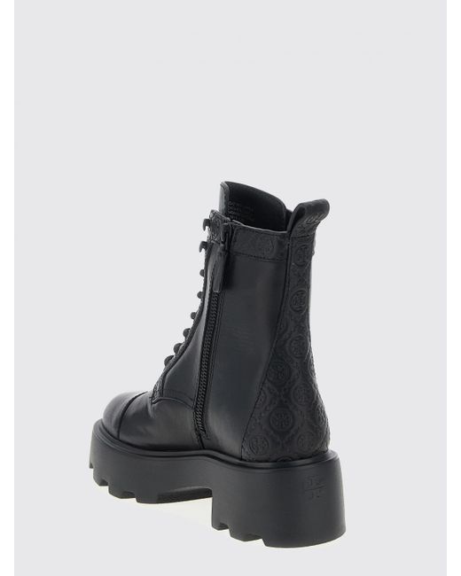 Tory Burch Black Leather Lace-Up Ankle Boots