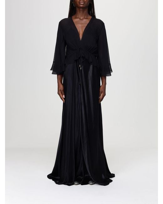 Alberta Ferretti Black Long Satin Dress