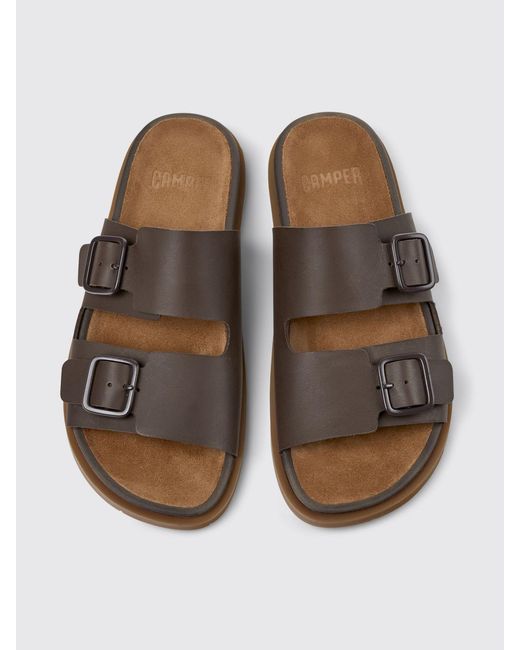 Camper Brown Lluc Leather Sandals for men