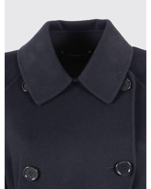 Max Mara Blue Louise Double-Breasted Virgin Wool Coat Max Mara