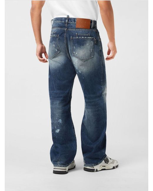 Philipp Plein Blue Wide-Leg Jeans for men