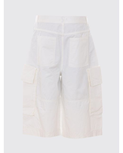 Pinko White Cotton Gabardine Cargo Shorts