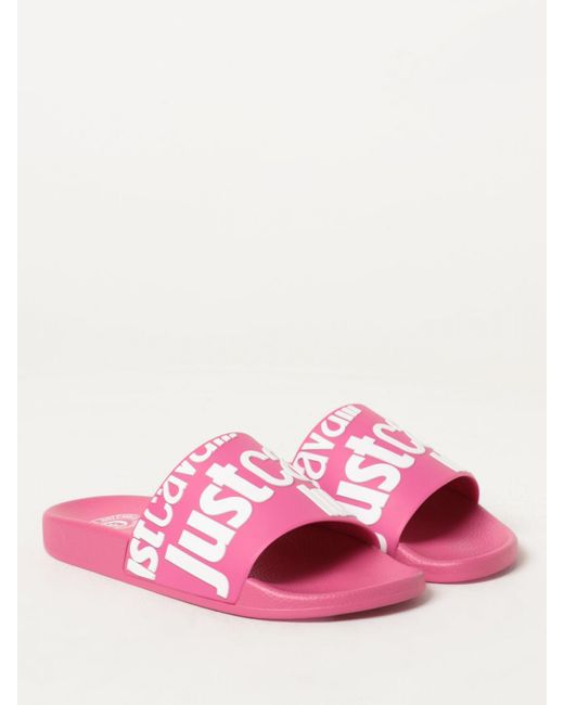 Sliders in gomma con logo stampato di Just Cavalli in Pink