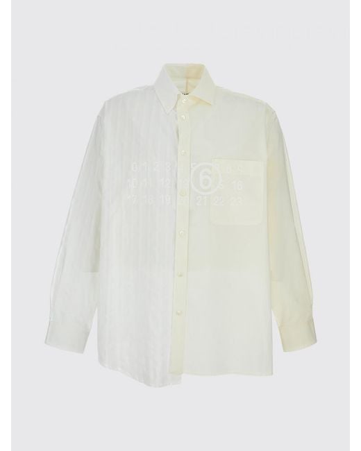 MM6 by Maison Margiela White Patchwork Cotton Shirt for men