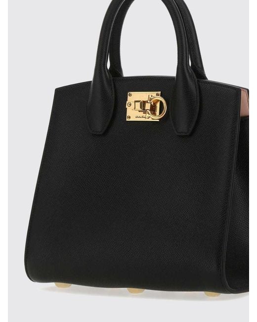 Ferragamo Black Studio Box Bag Leather Handbag