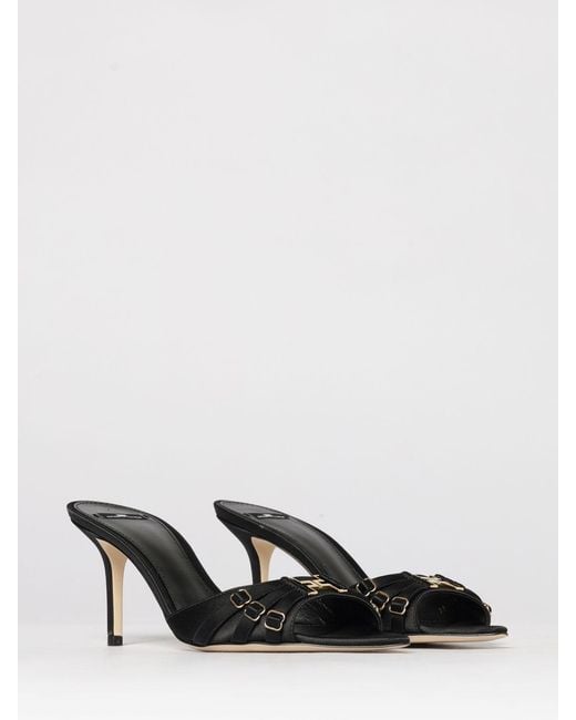Elisabetta Franchi Black Satin Mules