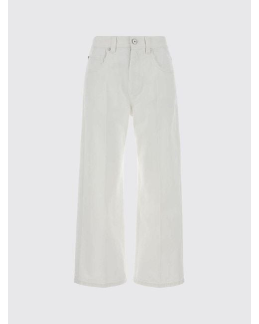 Brunello Cucinelli White Cropped Fit Cotton Trousers
