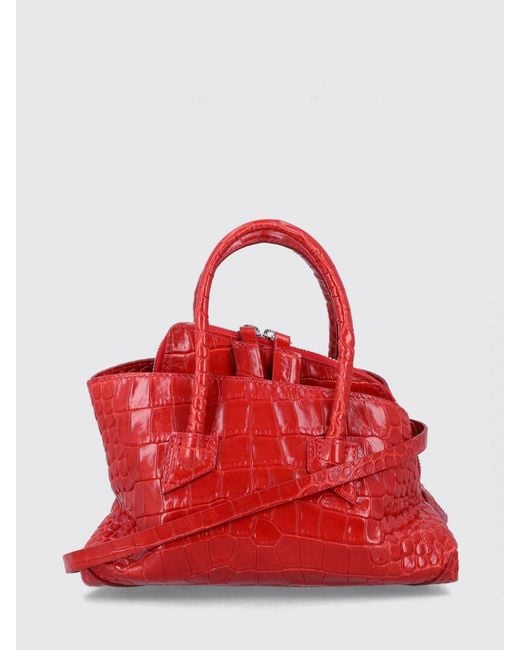 The Attico Red La Passeggiata Crocodile-Effect Leather Mini Handbag