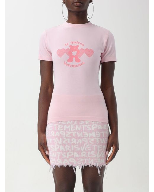 T-shirt in cotone stretch di Vetements in Pink