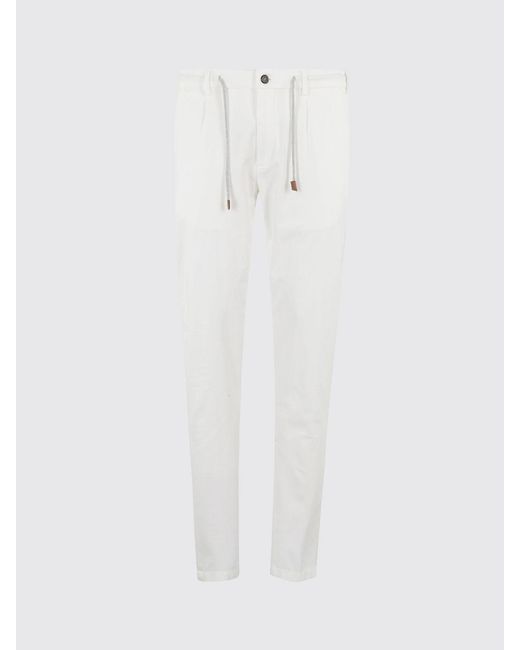 Eleventy White Cotton Blend Trousers With Drawstring for men