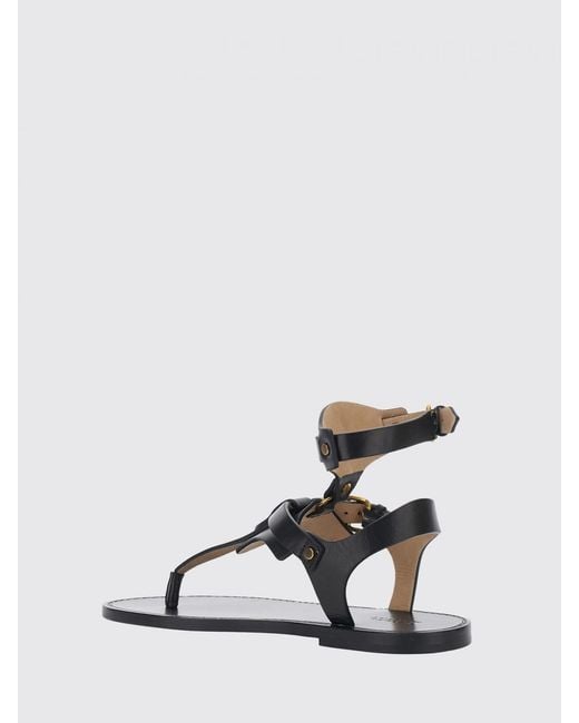 Isabel Marant White Low-Heeled Calf Leather Thong Sandals With Ankle Strap