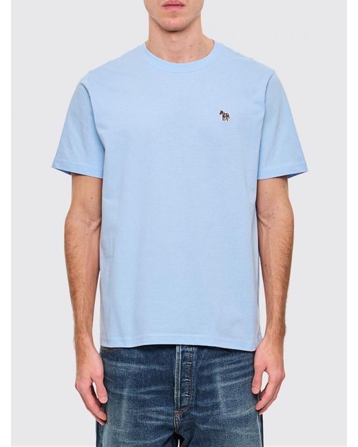 Paul Smith Blue Crew Neck Cotton T-Shirt for men