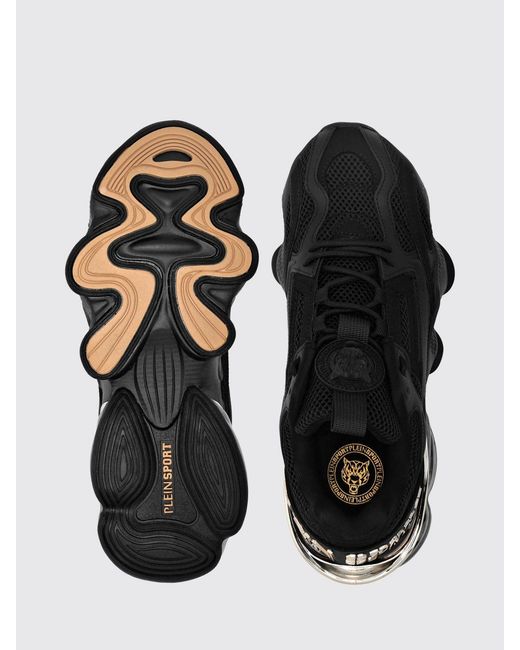 Philipp Plein Black Runner Ps Thunder Mix Low-Top Mesh Sneakers With Notched Sole for men