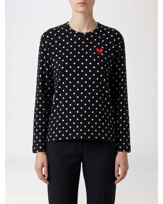 COMME DES GARÇONS PLAY Blue Comme Des Gar&Ccedil	Ons Play Polka Dot Long-Sleeved Cotton T-Shirt With Embroidered Logo