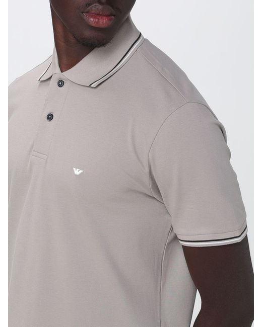 Emporio Armani Gray Stretch Cotton Polo Shirt for men