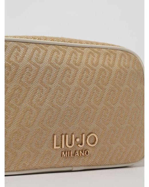 Liu Jo Natural Cotton Canvas Bag With Jacquard Monogram