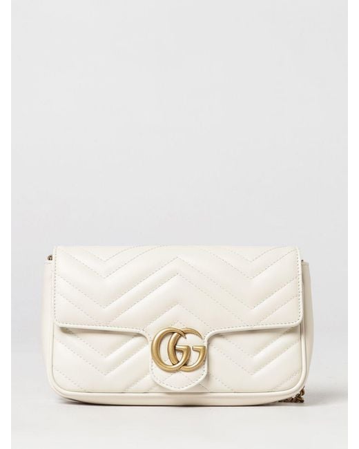 Mini Borsa A Spalla Gg Marmont di Gucci in Natural