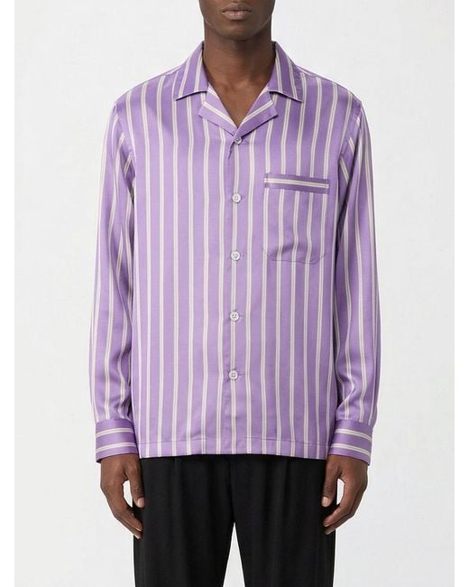 Tom Ford Purple Striped Silk Shirt for men