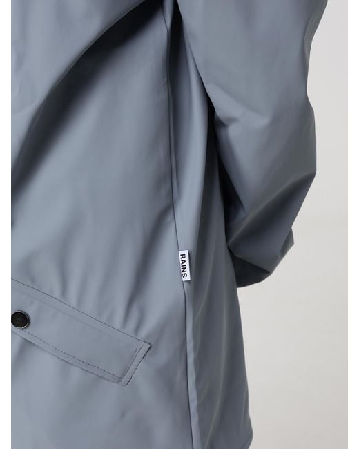 Rains Blue Hooded Waterproof Polyester Raincoat