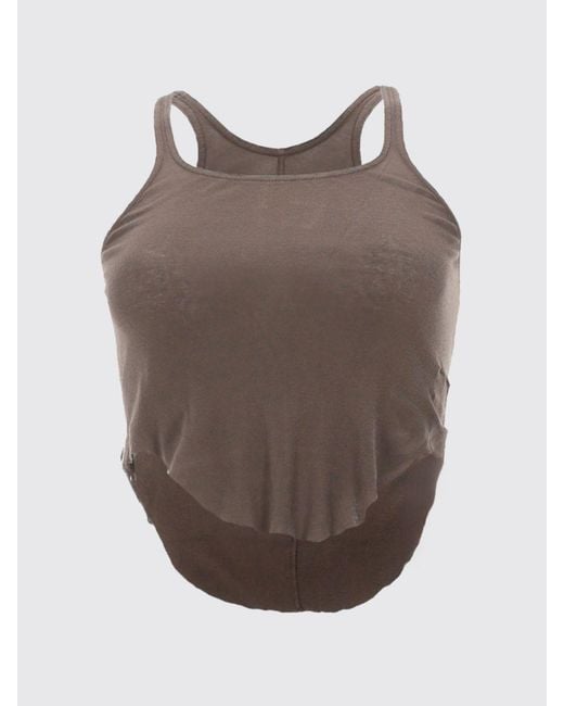 Rick Owens Brown Cotton Cropped Top