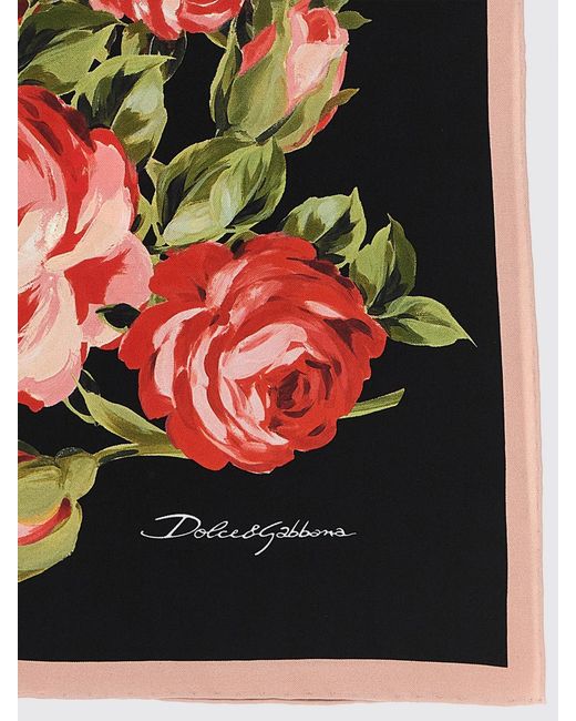 Dolce & Gabbana Red Dolce &Amp Gabbana Floral Print Silk Scarf
