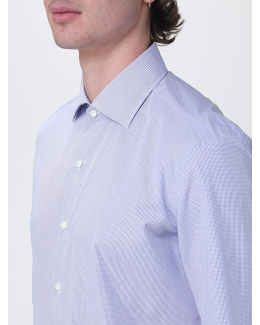 Luigi Borrelli Napoli Blue Striped Cotton Shirt for men