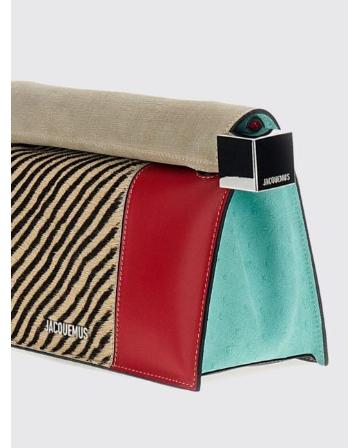 Jacquemus White Rond Carré Animal-Print Pony Hair Clutch With Metallic Logo