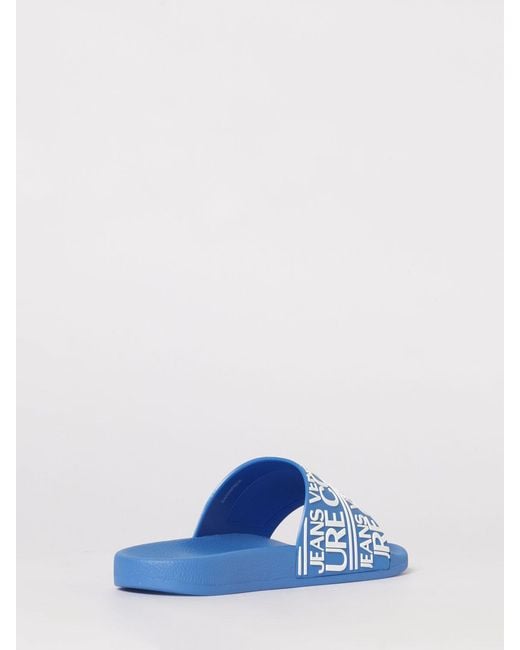 Versace Jeans Couture Blue Logo Print Rubber Sliders for men