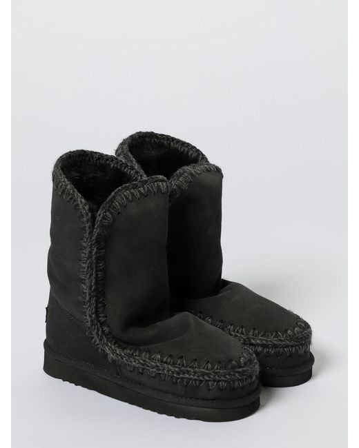 Mou Black Flat Ankle Boots