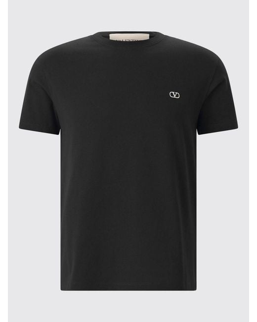 Valentino Garavani Black Vlogo Signature Cotton Crewneck T-Shirt for men