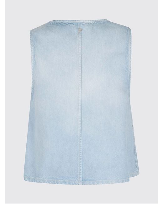 Dondup Blue Denim Effect Lyocell Top