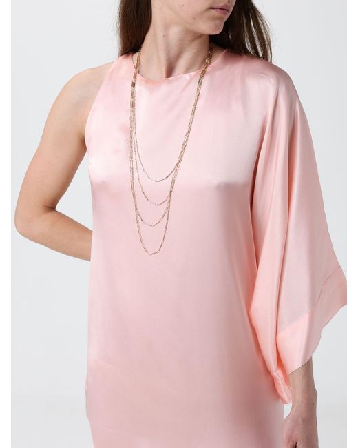SIMONA CORSELLINI Pink Asymmetric Satin Dress
