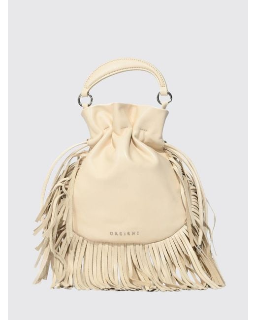 Orciani Natural Juice Jungle Leather Bag With Fringes