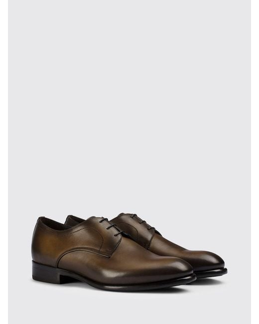 Doucal's Brown Polished Leather Oxford Shoes for men