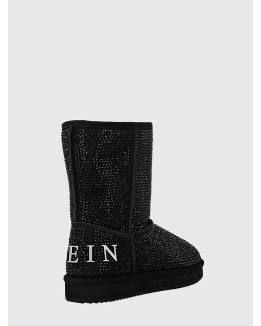 Philipp Plein Black Flat Ankle Boots