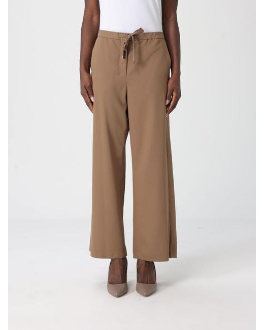 Max Mara Natural Virgin Wool Trousers With Drawstring