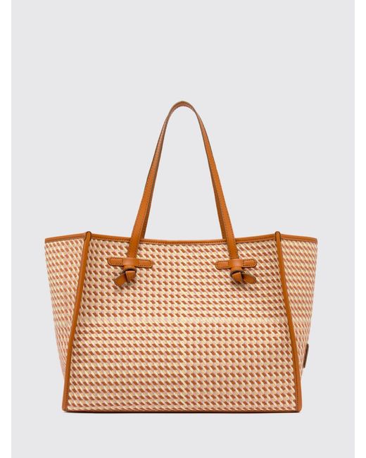 Gianni Chiarini Natural Marcella Houndstooth Cotton Bag