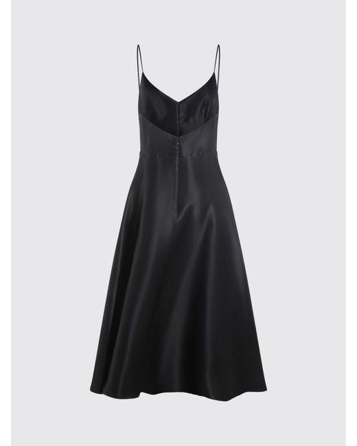 Alberta Ferretti Black Silk Organza Midi Dress