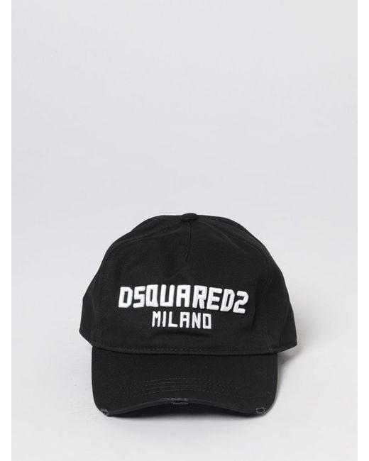 DSquared² Black Cotton Baseball Cap With Logo for men
