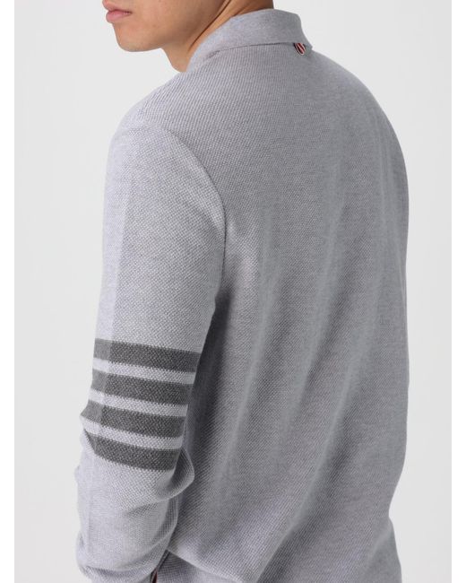 Thom Browne Gray 4-Bar Cotton Polo for men