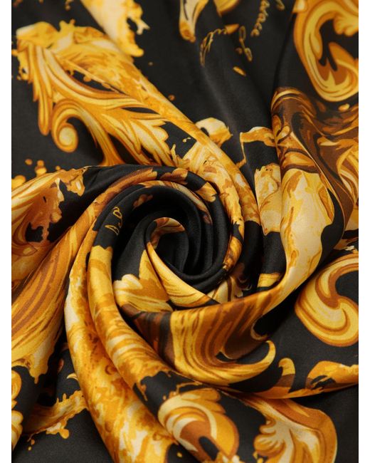 Versace Jeans Couture Black Baroque Print Silk Scarf
