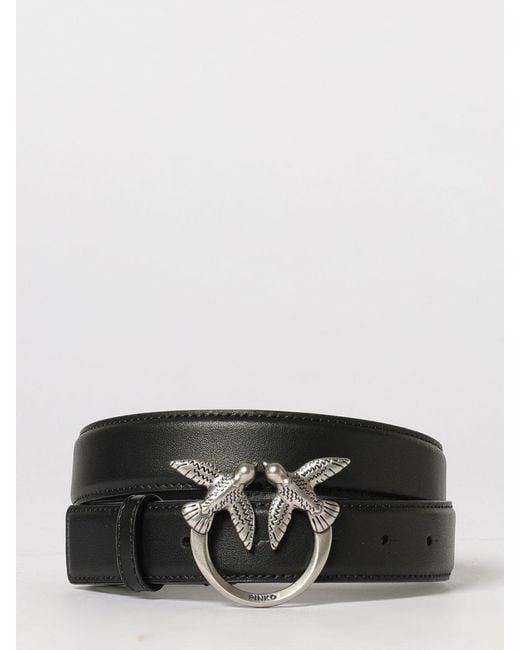 Pinko Gray Love Berry Leather Belt